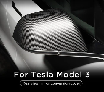 Real Fibra de Carbon pentru Tesla Model 3 Y Oglinda din Spate a Acoperi Partea Retrovizoare Autocolant Exterior Decor Modificarea 2017-2022 Uscat Carbon