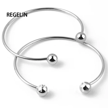 REGELIN 5pcs/lot European de Culoare Argintie, Reglabilă Manșetă Deschide Brățări pentru Femei Extensibil Sârmă Bratari Bratari Cu Farmecul Șirag de mărgele 0