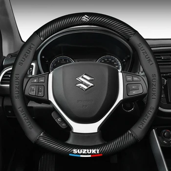 Relief 3D Fibra de Carbon, Piele Volan Masina Acoperire Pentru Suzuki Jimny Samurai SX4 S-Cross, Swift Grand Vitara Alto Liana