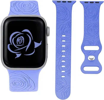 Rose Gravate Silicon Compatibil cu Apple Watch Band 38mm 40mm,Sport Înlocuire Curea Mansete pentru iWatch Serie