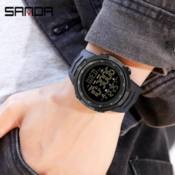 SANDA Moda Simplu ceas Sport Barbati Ceasuri Militare Ceas cu Alarmă cu LED-uri Impermeabil Ceas Digital Relogio Masculino 5