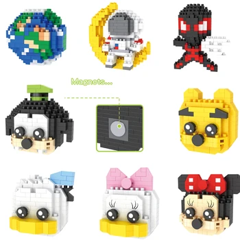Set Complet Disney Autocolant Micro Blocuri Mickey Mouse, Donald Duck Magnet De Frigider Astronaut Mini Caramida Figrue Jucarii