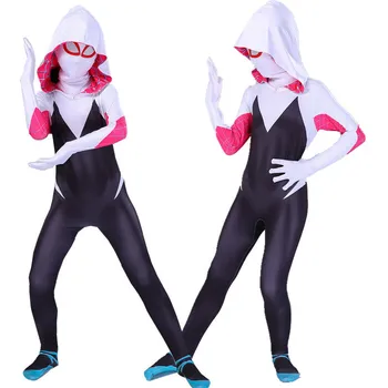 Sexy Zentai Spider-Gwen Cosplay, Costume pentru Femei Salopeta super-Erou Supergirl Fete Cosplay Costum Petrecere de Halloween Costume