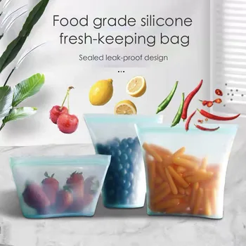 Silicon Alimentar Pungă Reutilizabile Proaspete-ține Punga de Legume și Fructe, pungi etanșe de Depozitare a Alimentelor Zip de Blocare Geantă de Stocare