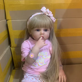 Silicon Renăscut Copilul 60cm Păpușă Jucărie Pentru Fete Realiste Vinil Printesa Copil Cu Pânză de Corp Bebe Cadou de Ziua mea Rochie de Până Boneca 2