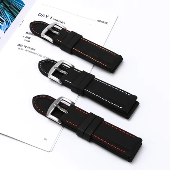 Silicon Sport Uita-te la Trupa Alb Rosu Portocaliu Cusatura Universal Watchband Încheietura Curea 20mm 22mm 24mm pentru Bărbați