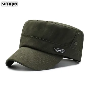 SILOQIN Bărbați Plat Capac Moda Bumbac Armată Militar Pălării Dimensiuni Reglabile Sălbatice Limba Capac Pentru Bărbați Snapback Cap 2019 Nou Tata Pălărie