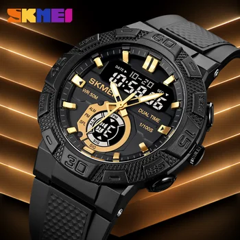 SKMEI Brand de Top Sport Mens Ceas de Lux Dual Time Cronometru Wateproof Ceas de mana Originale, Ceasuri Digitale Led Ceas Deșteptător 2