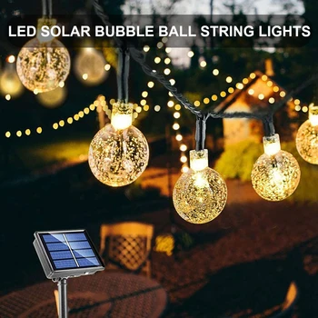 Solare LED Bubble Ball Șir de Lumini în aer liber Camping Lumini de Noapte Gradina Decor Nunta Lampa 0