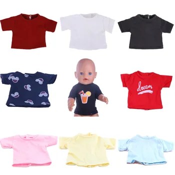 Solid Papusa de Culoare T-Shirt Pentru 43Cm Copilul Renăscut Elemente Haine de 18 Inch Americn Papusa Accesorii Mul-culori din Bumbac,DIY Jucărie Cadou