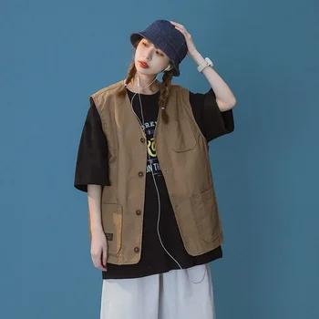 Solid Veste Femei Largi Retro Unisex Stil Japonez Streetwear Rece la Cald Vânzare Toate-meci V-neck Casual Uza Noi de zi cu Zi de Primăvară 2