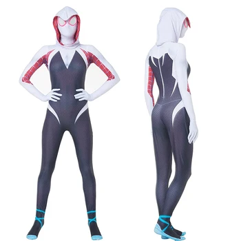 Spiderman Zentai Body Super-Erou Gwen Stacy Cosplay Costum Salopeta Masca Costum Fete Femeie Costum De Halloween Pentru Adulti Copil