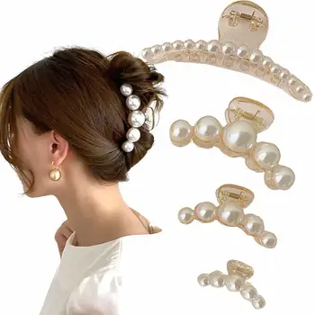 Stil coreean Perle Agrafe de par pentru Femei mai Multe Dimensiuni de Păr cu Gheare de Plastic Crabi de Păr Coadă de cal Titularii Mare Agrafe de Par Banda de Păr 0