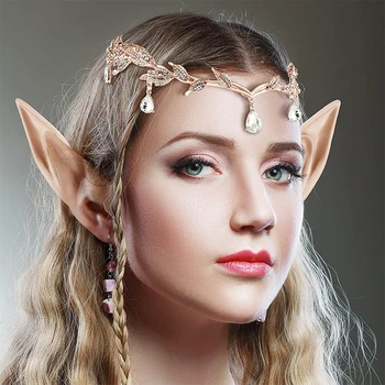 Stras Frunze de Nunta Coroana Bentita pentru Femei Halloween Fairy Elf Urechi de Moda de Petrecere Mascarada articole pentru acoperirea capului, Accesorii Pentru Doamna
