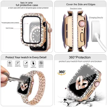 Subțire de Diamante curea pentru Apple watch band 40mm 41mm 38mm 45mm 44mm 42mm 38mm Metal watchband iWatch Serie 3 4 5 6 7 se brățară 4