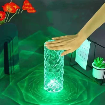 Tabelul de cristal Lampa USB cu LED-uri de Diamant a Crescut de Lămpi de Birou Atingeți Comutatorul Pentru Dormitor, Noptiera Lectură Lumina de Noapte Luminaria Decor Romantic