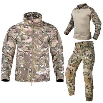 Tactic Jacheta Uniformă Militară de Vânătoare Costum Militaire Paintball Îmbrăcăminte Bărbați costum de Luptă Airsoft Tricou + Pantaloni cu Pad Nou 0
