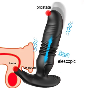 Telescopic de sex Masculin, Prostata pentru Masaj din Silicon Vibrator Vibrator de sex Feminin Jucarii Sexuale pentru Femei, Bărbați Control de la Distanță Anal, Dop de Fund Vibratoare