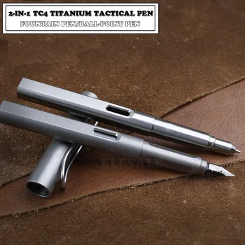 Titan de înaltă Calitate TC4 Tactice Pen-2-In-1 Fantana Stilou cu Cerneală de autoapărare de Afaceri Pen EDC Instrument Cadou Dropshipping