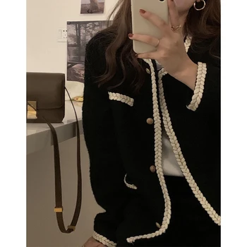 Toamna Iarna Femei Negru Sacou Elegant Vrac Moda Femei tricotate Cardigan Casual de Top Premium Îmbrăcăminte exterioară 2022 Noi 5