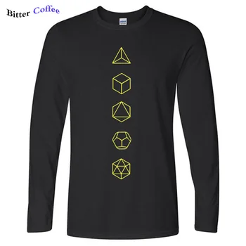 Toamna NOUA Moda O-Neck T SHIRT Șurub Gât Solide Platonice Geometria Sacră Evoluția man t shirt Popular om Unic tricou