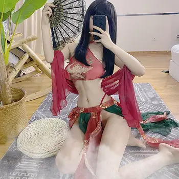 Tradiționale Chineze Clasice Phoenix Fata Lenjerie Sexy Costume Anime Cosplay Costum Sifon Vedea Prin Sutien si Rochii