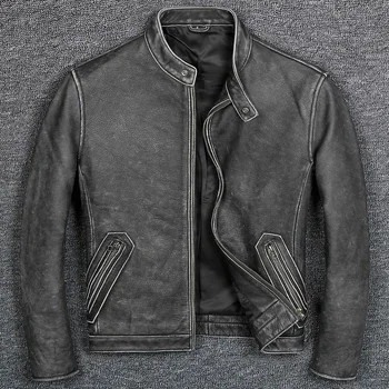 Transport gratuit.7XL Brand Clasic stil casual piele jacheta barbati 100% piele naturala haine.vintage motociclist haină de piele.