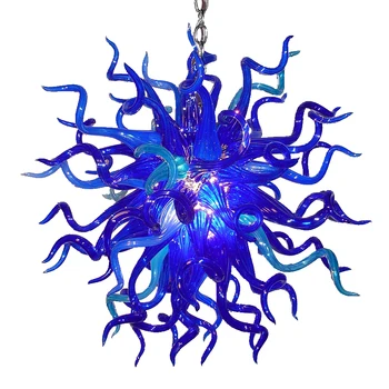 Transport Gratuit Chihuly Stil Albastru Cobalt Sticla De Murano Candelabru Decorative Lampă De Agățat