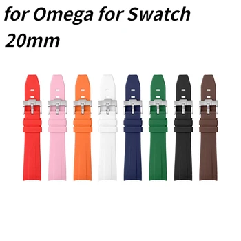 Trupa ceas Omega pentru Swatch Colaborare Luna pentru Swatch Capăt Curbat 20mm Otel Inoxidabil Femei Barbati Curea Accesorii