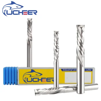 UCHEER 2 fluiere 3.175/4/5/6/8mm Compresie end freze cnc instrument pentru MDF Clema Tabla pentru prelucrarea Lemnului 0
