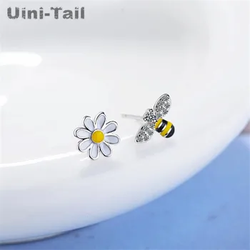 Uini-Coada 2018 nouă listă 925 argint Tibetan de albine de floarea soarelui asimetrice cercei Coreea de proaspăt și dulce minunat de bijuterii GN776