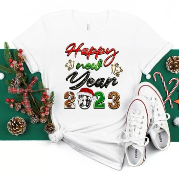 Unicorn Moș Crăciun Bună ziua 2023 Crăciun Fericit, Anul Nou T-Shirt Femei Haine Femei Haine cu Maneci Scurte T-Shirt ' 90 Topuri 3