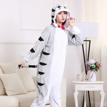 Unisex Brânză Cat Onesie Pijamale Kigurumi Chi Costum De Pisica Desen Animat De-O Bucată De Pijamale Pentru Adulți Femei Bărbați Animale De Halloween Cosplay
