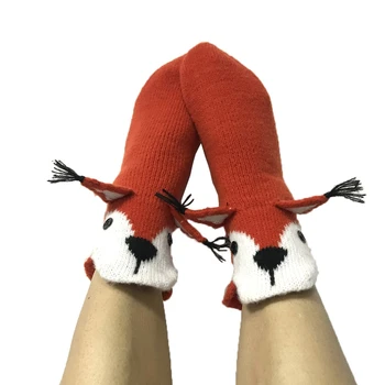 Unisex de Iarna Desene animate de Craciun Vițel Șosete Croșetat Tricot Noutate Veveriță Amuzant Animal 3D Urechi Etaj Papuci de casă Ciorapi