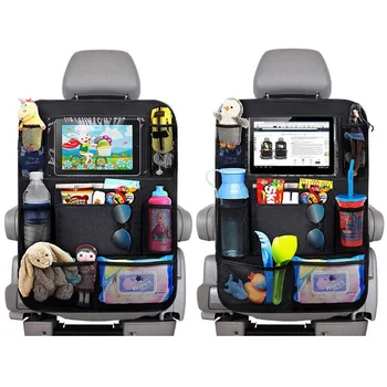 Universal Auto pe Bancheta din spate Organizator Multi-Buzunar de Depozitare Sac de Suport Comprimat Kick Mats Mașină de spătarul Scaunului de Protecție pentru copii Mici Copii 5
