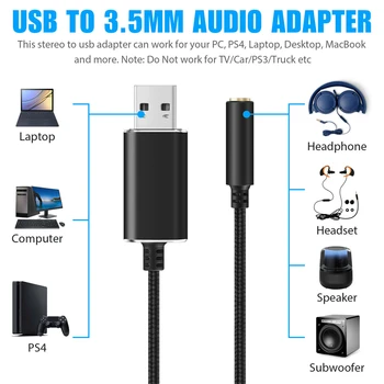 USB la Jack de 3,5 mm Audio Adaptor Conector pentru PS4 MacBook Laptop Desktop