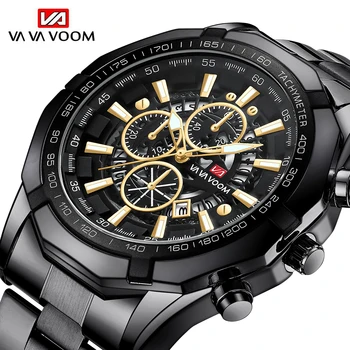 VA VA VOOM Brand Nou pentru Bărbați Ceas de Lux Sport Cuarț Ceas rezistent la apa 30M ceasuri barbati complet din oțel inoxidabil Bărbați Ceasuri de mana