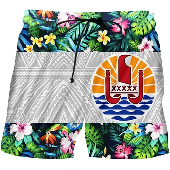 Vara Barbati pantaloni Scurți de Plajă Tahiti Iarba Flori 3D de Imprimare de Moda pentru Bărbați Boardshorts de Fitness Pantaloni Plus Dimensiune 4XL iute Uscat Personalizate