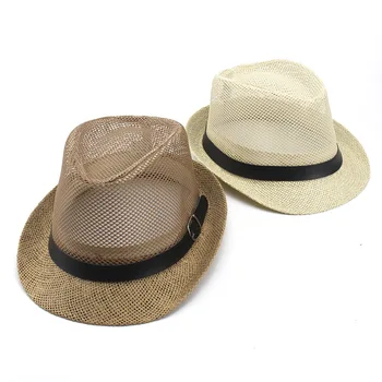 Vara Bărbați Femei Jazz Gangster Capac Fedora Pălărie Trilby Paie Pălărie Panama în aer liber, Plajă, Soare pălărie din Plasă Respirabil Adulți Stil Britanic