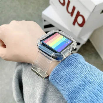 Vara Noi 2 intr-unul Transparent sport curea de ceas pentru Apple iWatch SE 6 5 4 3 2 1 curea de ceas 38mm 40mm 42mm 44mm caz S6 S5 S4 3