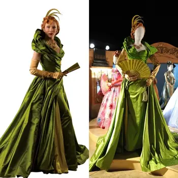 Verde De Măsline Mama Vitregă Fairytail Rochii De Bal Cutat Puffy Epocă Edwardian Costum Istoric De Film Seara Rochie