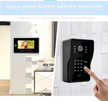 Video de telefon de intrare interfon pentru acasă ușa apartamentului telefon soneria parola camera de la distanță fără Fir Sistem de Control Acces RFID 3