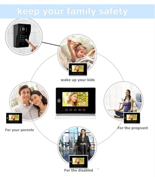 Video de telefon de intrare interfon pentru acasă ușa apartamentului telefon soneria parola camera de la distanță fără Fir Sistem de Control Acces RFID 5