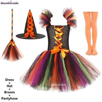 Vrăjitoare De Halloween Fete Rochie Tutu Rău Palarie De Vrajitoare Pentru Copii De Lux Purim Concurs De Ziua Costum De Carnaval Pentru Copii Petrecere, Rochii De Lux