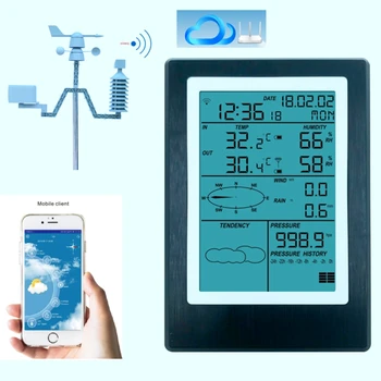 WiFi Statie Meteo LCD Termometru Higrometru Precipitații, Presiune, Viteza Vântului Direcția Wireless APP Date de Prognoza de Alarmă