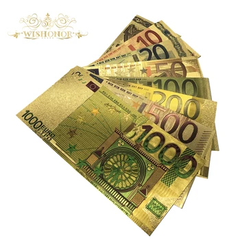Wishonor Seturi Complete de 24K Aur a Bancnotelor Euro 5-1000 Folie de Aur a Bancnotelor 8pcs/lot ca și Business Cadouri de Craciun