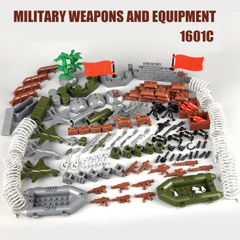 WW2 Armă Militară Accesorii Blocuri Soldații Armatei Cifre Arma Piese Casca Armura saci de Nisip Zid de Cărămizi Jucării Pentru Copii