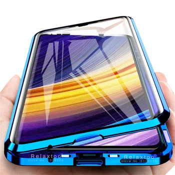 x3poco caz 360 de sticlă față-verso magnetic flip cover telefon pentru xiaomi pocophone poco x3 pro x3pro x 3 nfc nfs protecție coque