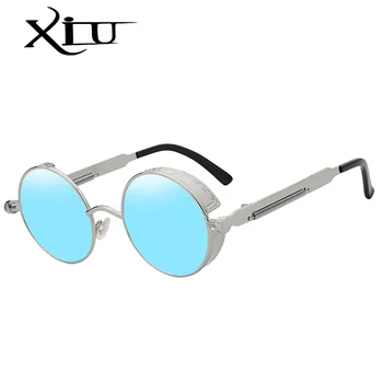 XIU Metal Rotund ochelari de Soare Steampunk Bărbați Femei Ochelari de Moda de Brand Designer de Epocă Retro ochelari de Soare UV400
