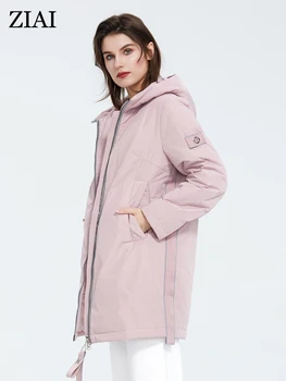 ZIAI 2022 noi femei haină lungă de culoare roz cald hanorac bumbac dimensiune strat de sex feminin casual cu glugă doamnelor uza instock AM-8608
